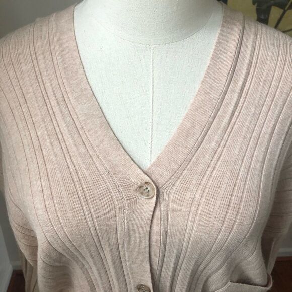 Lavender Sketch Cropped Wide Rib Cardigan M - Picture 5 of 10